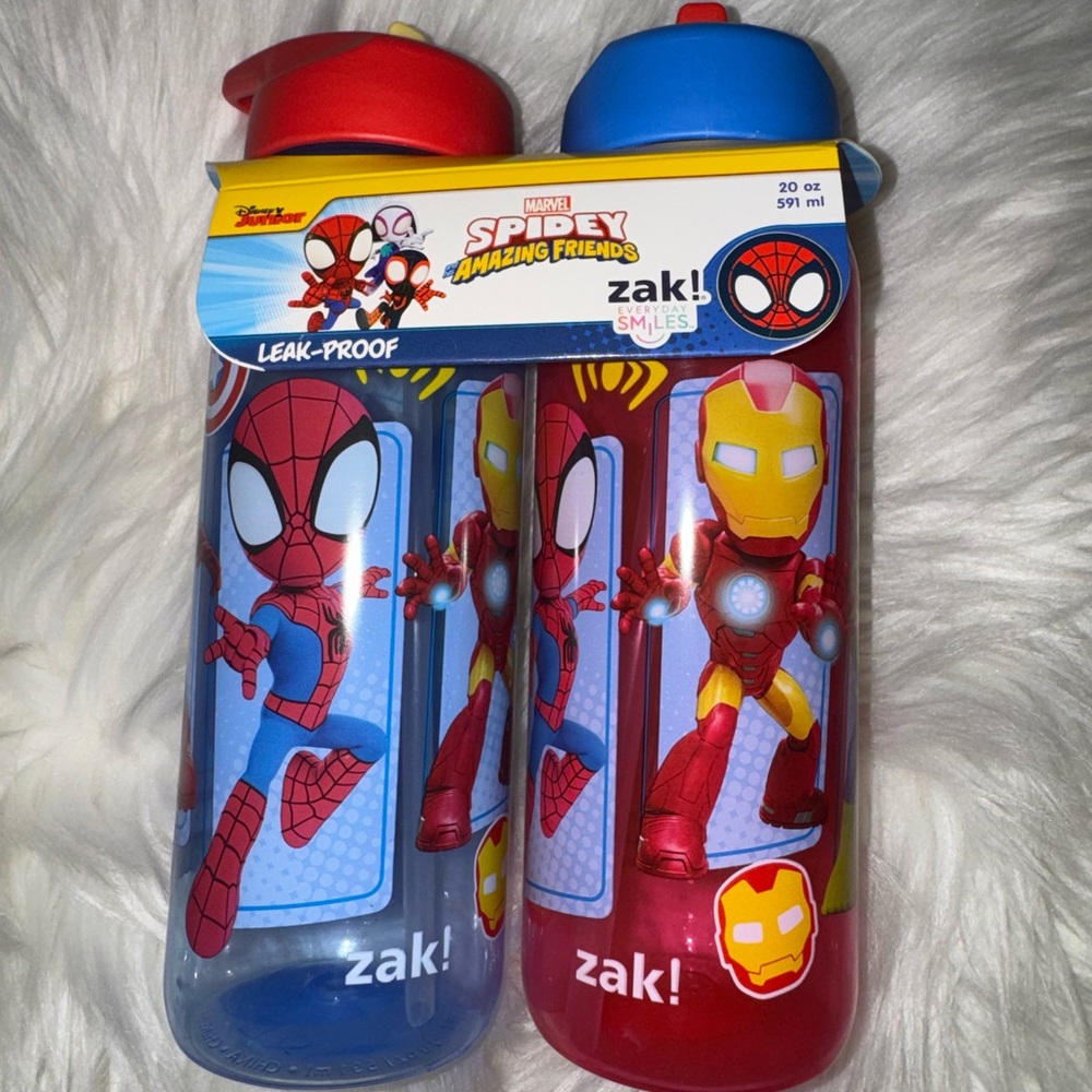 Marvel Spidey & Iron Man Kids Leak-Proof Water Bottles - Red & Blue
